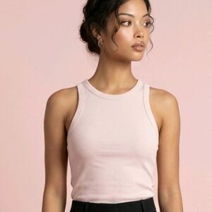 Aritzia Sunday Best Ribbed Tank Top – Blush Pink | Cropped Sleeveless | Size M
